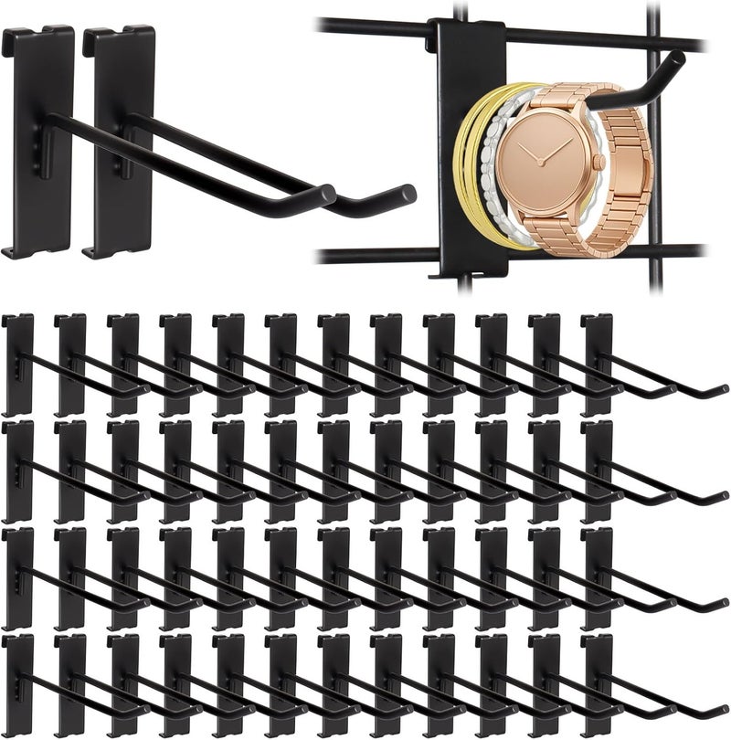 Alffun 50 Pack Gridwall Hooks, 6 Inch Metal Display Hanging Hooks, Heavy Duty Grid Wall Panels Accessories for Retail, Craft Shows, Garage Storage, and Home Organization, Black - Image 1